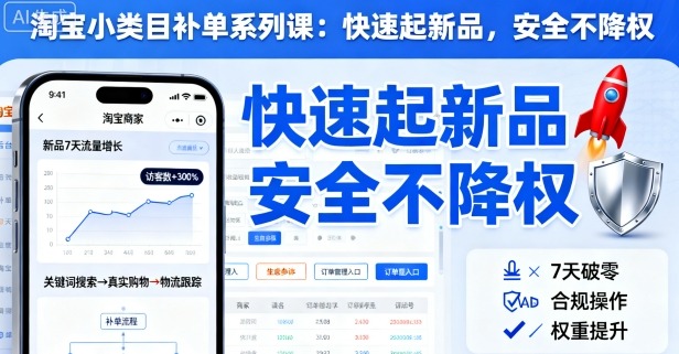 淘宝小类目补单系列课,快速起新品,安全不降权-邪修侠