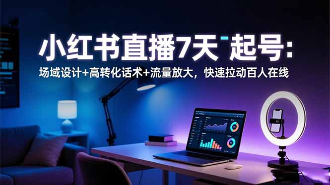 小红书直播7天起号:场域设计+高转化话术+流量放大,快速拉动百人在线-邪修侠