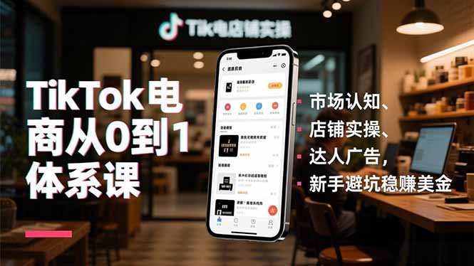 TikTok电商从0到1体系课,市场认知、店铺实操、达人广告,新手避坑稳赚美金-邪修侠