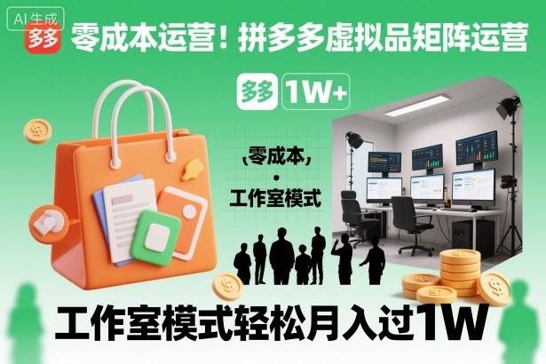 零成本运营!拼多多虚拟品矩阵运营,工作室模式轻松月入过1W-邪修侠
