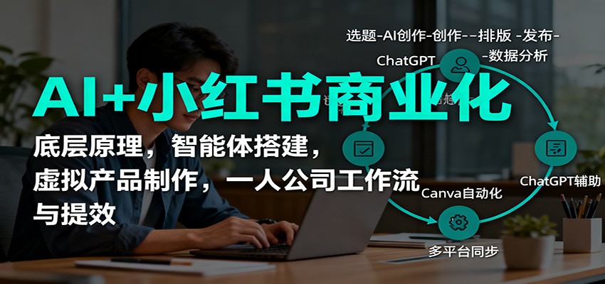 AI+小红书商业化,底层原理,智能体搭建,虚拟产品制作,一人公司工作流与提效-邪修侠