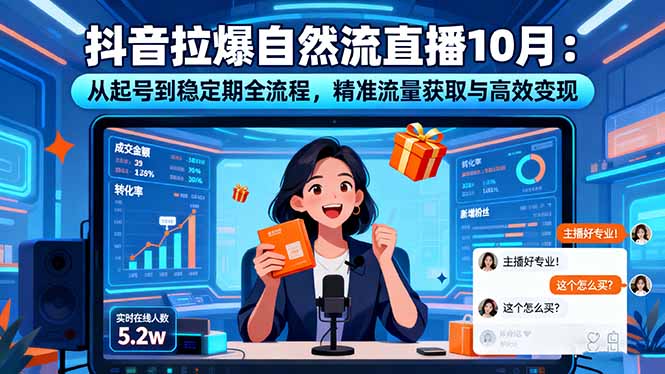抖音拉爆自然流直播10月:从起号到稳定期全流程,精准流量获取与高效变现-邪修侠