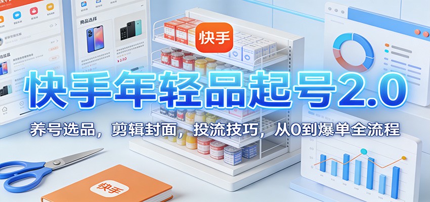 快手年轻品起号2.0：养号选品，剪辑封面，投流技巧，从0到爆单全流程-邪修侠