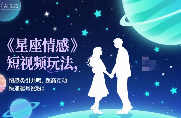 星座情感短视频玩法,情感类引共鸣,超高互动,快速起号涨粉-邪修侠