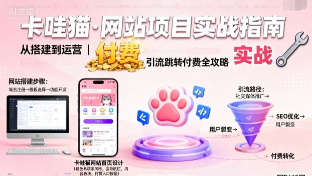卡哇猫·网站项目,网站搭建与运营以及引流跳转付费-邪修侠
