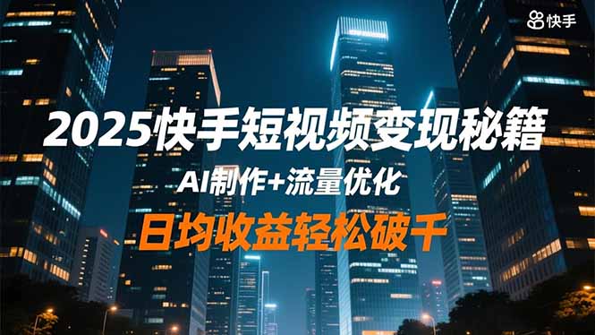 2025快手短视频变现秘籍,AI制作+流量优化,日均收益轻松破千-邪修侠