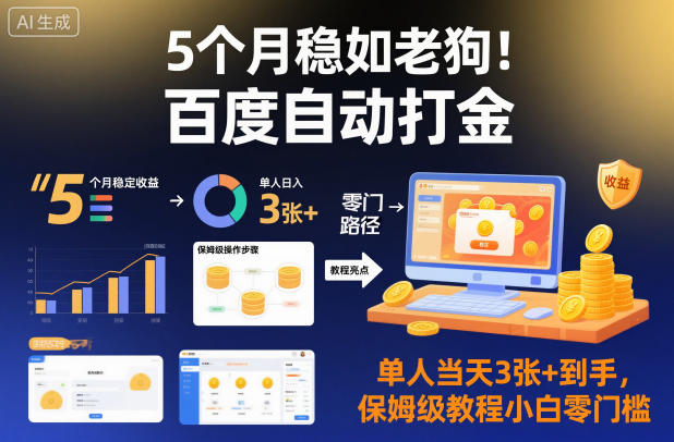 5个月稳如老狗!百度自动打金,单人当天3张+到手,保姆级教程小白零门槛【揭秘】-邪修侠
