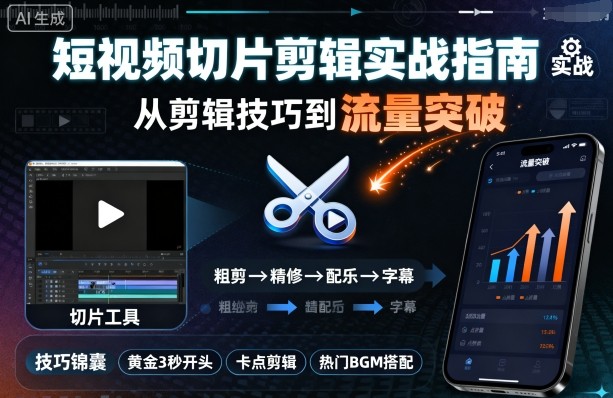 短视频切片剪辑实战指南,从剪辑技巧到流量突破-邪修侠