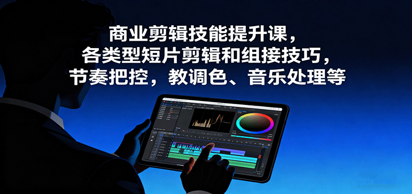 商业剪辑技能提升课,各类型短片剪辑和组接技巧,节奏把控,教调色、音乐处理等-邪修侠
