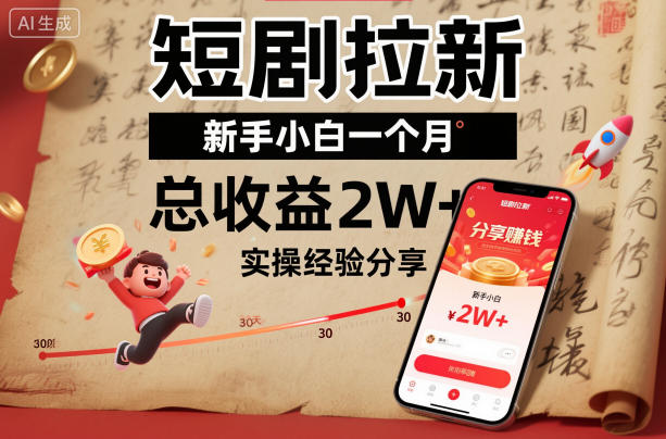 短剧拉新新手小白一个月总收益2W+实操经验分享-邪修侠
