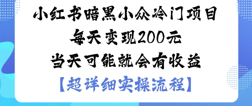小红书暗黑小众冷门项目每天变现2张当天可能就会有收益-邪修侠