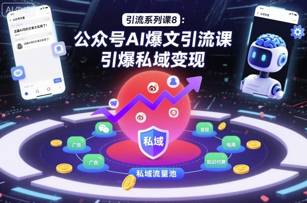 引流系列课8:公众号AI爆文引流课,引爆私域变现-邪修侠