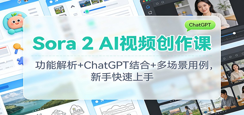 Sora 2 AI视频创作课：功能解析+ChatGPT结合+多场景用例，新手快速上手-邪修侠