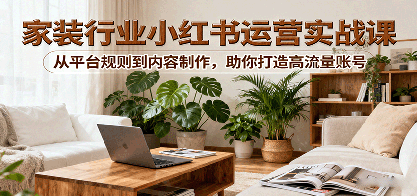小红书家装行业运营实战课：从平台规则到内容制作，助你打造高流量账号-邪修侠