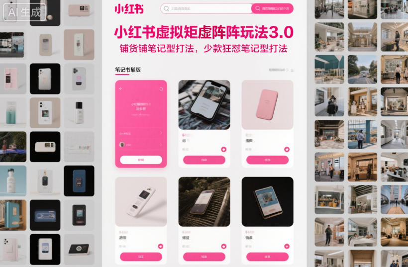小红书虚拟矩阵玩法3.0,铺货铺笔记型打法,少款狂怼笔记型打法-邪修侠