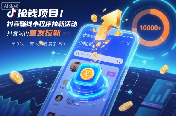 捡钱项目！抖音賺钱小程序拉新活动，抖音端内宣发拉新，一单3米，有人半个月搞了1W+-邪修侠