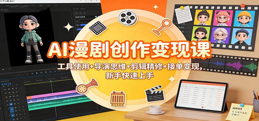 AI漫剧创作变现课：工具使用+导演思维+剪辑精修+接单变现，新手快速上手-邪修侠