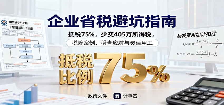企业省税避坑指南:抵税75%,少交405万所得税,税筹案例,稽查应对与灵活用工-邪修侠