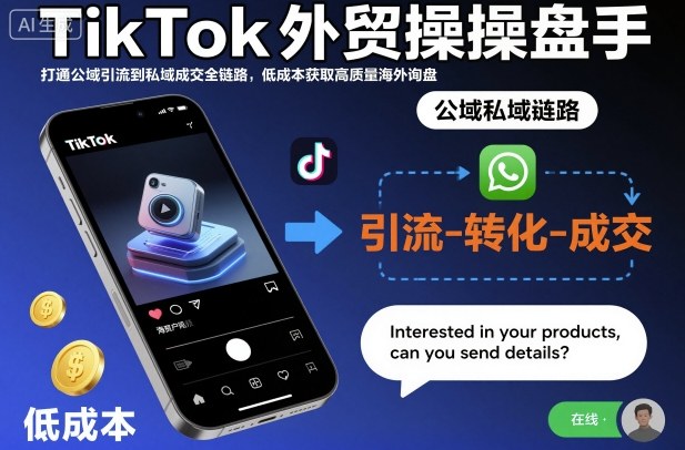 TikTok外贸操盘手,打通公域引流到私域成交全链路,低成本获取高质量海外询盘-邪修侠