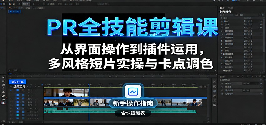 PR全技能剪辑课:从界面操作到插件运用,多风格短片实操与卡点调色-邪修侠