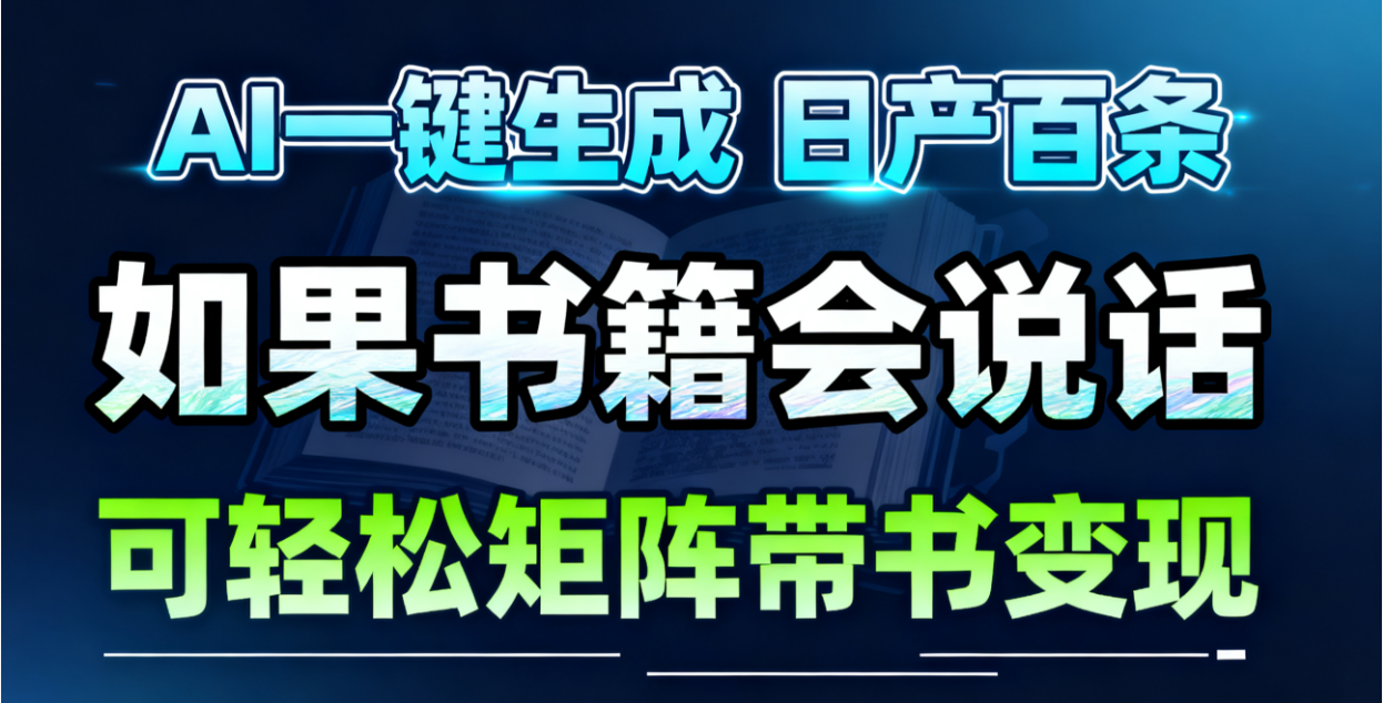 AI书籍会说话，轻松带书变现，月入3W+-邪修侠