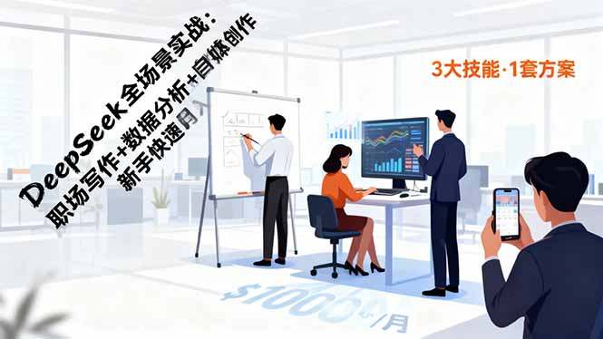 DeepSeek全场景实战:职场写作+数据分析+自媒体创作,新手快速月入过万-邪修侠