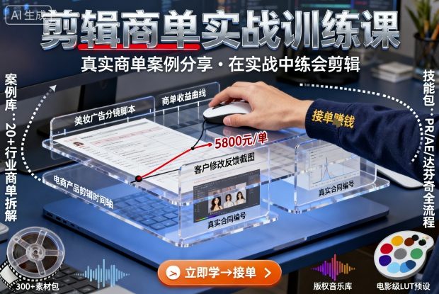 剪辑商单实战训练课,真实商单案例分享,在实战中练会剪辑-邪修侠