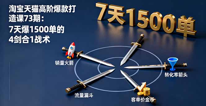 淘宝天猫高阶爆款打造课73期:7天爆1500单的4剑合1战术-邪修侠