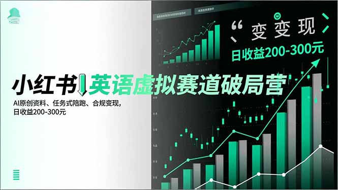 小红书英语虚拟赛道破局营,AI原创资料、任务式陪跑、合规变现,日收益200-300元-邪修侠