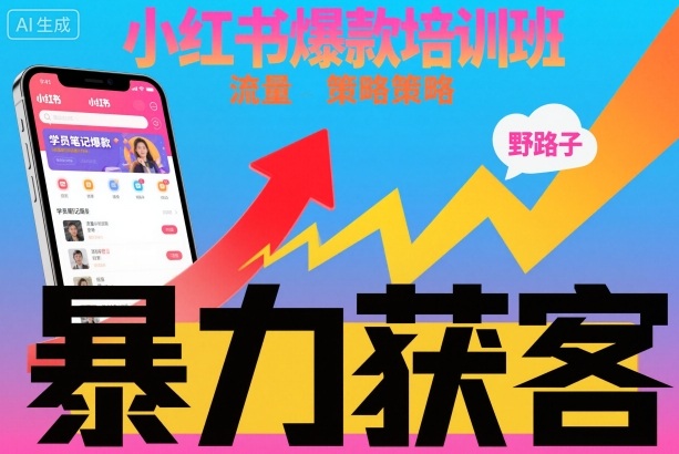 小红书爆款培训班,小红书获客野路子流量打法,暴力持续获客-邪修侠