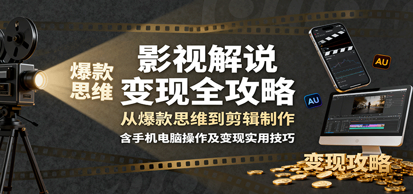 影视解说变现全攻略:从爆款思维到剪辑制作,含手机电脑操作及变现实用技巧-邪修侠