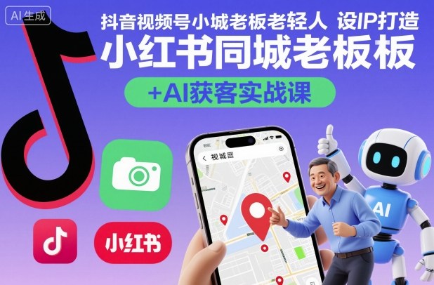 抖音视频号小红书同城老板轻人设IP打造+AI获客实战课,人设打造-算法拆解-拍摄剪辑-内容运营-AI创作-邪修侠