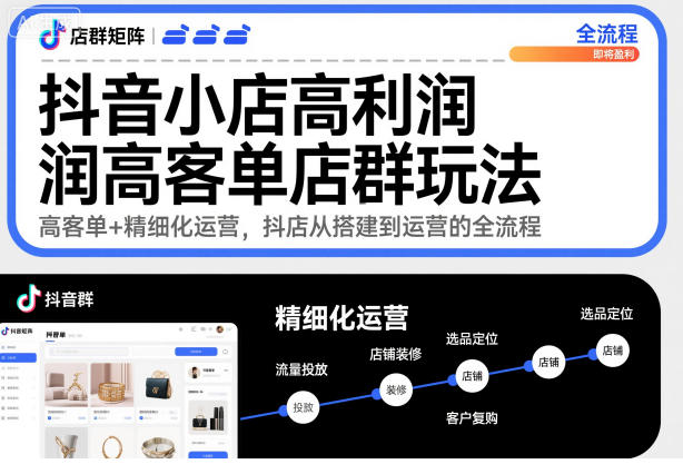 抖音小店高利润高客单店群玩法,高客单+精细化运营,抖店从搭建到运营的全流程-邪修侠