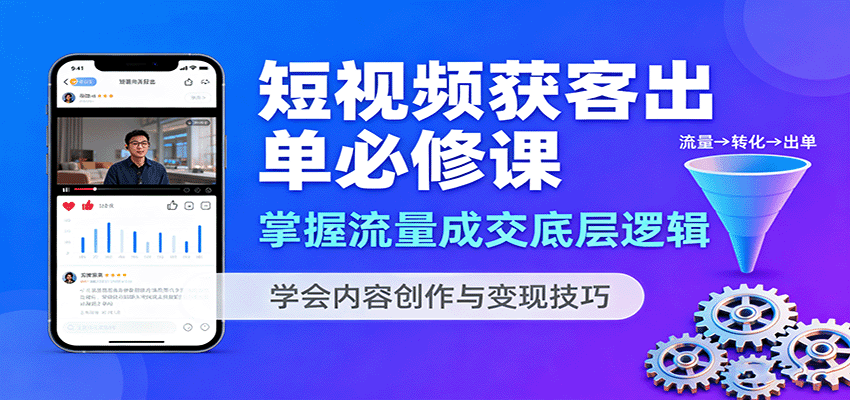 短视频获客出单必修课:掌握流量成交底层逻辑,学会内容创作与变现技巧-邪修侠