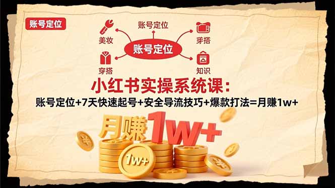 小红书实操系统课:账号定位+7天快速起号+安全导流技巧+爆款打法=月赚1w+-邪修侠
