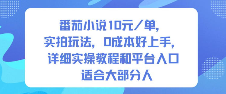 番茄小说10米每单,实拍玩法,0成本好上手,详细实操教程和平台入口适合大部分人-邪修侠